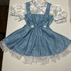 Rubies Wizard of Oz Dorothy Child Costume Dress blue sequins S4-6
